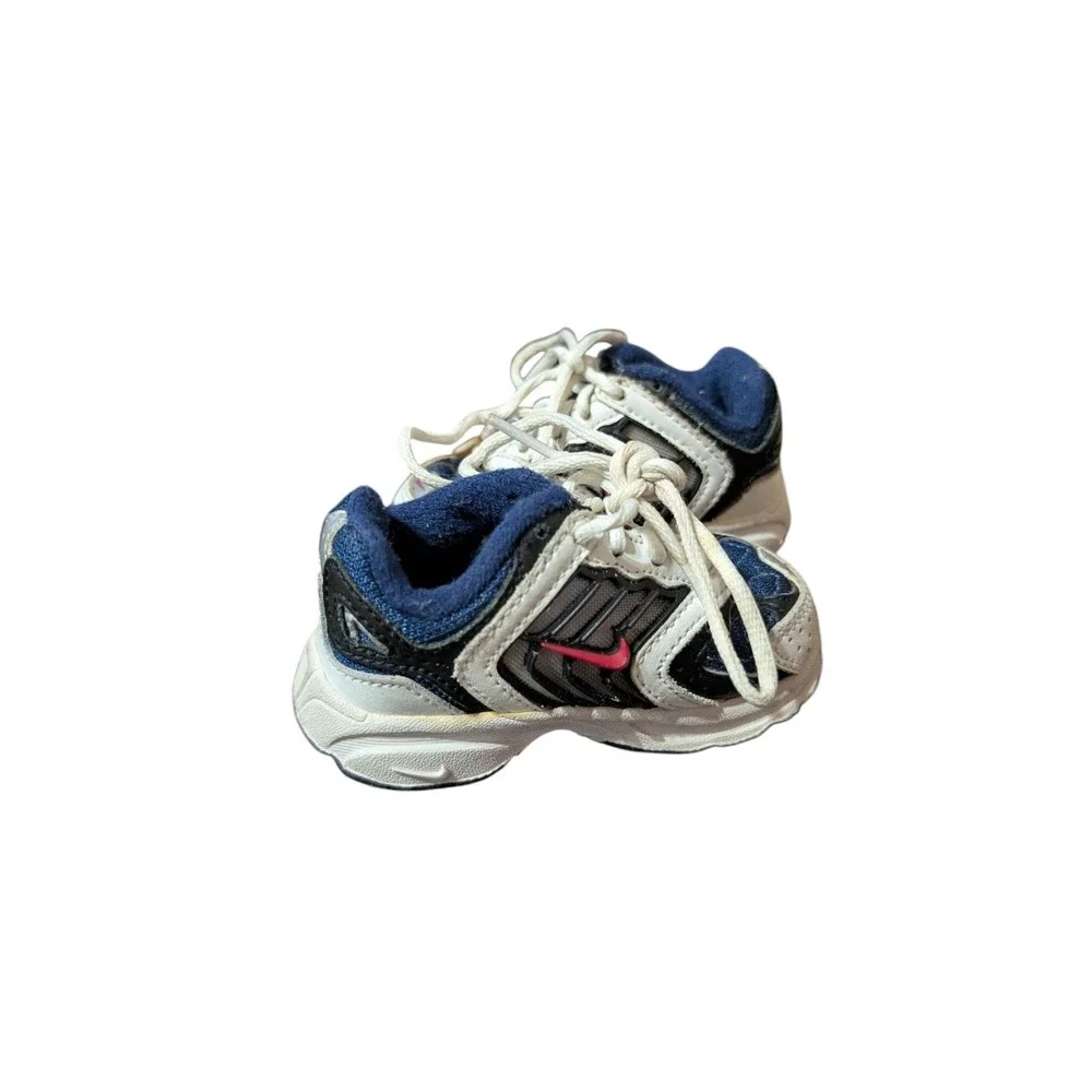 Vintage‎ Nike Attest 5 Shoes Size 3.5C Toddler Boys White Red Blue